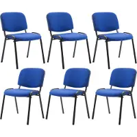 CLP 6er Set Besucherstuhl Ken Stoff stapelbar und mit robustem Metallgestell blau