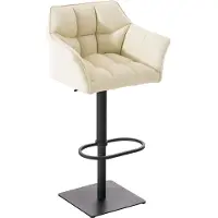 CLP Barhocker Damaso Kunstlederbezug drehbar stufenlos höhenverstellbar bis 240 kg creme Gestell Farbe schwarz