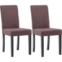 CLP 2er Set Esszimmerstuhl Ina Stoffbezug mit Holzgestell braun Gestell Farbe schwarz