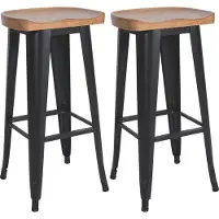 CLP 2er Set Barhocker Clara I Barstühle mit Sitzen aus Massivholz I Tresenstühle mit stabilen Vierfußgestellen aus Metall
