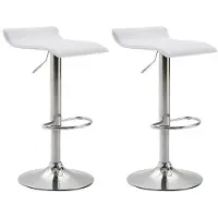 CLP 2er Set Barhocker Dyn V2 Kunstleder höhenverstellbar und drehbar | Farbe weiß Gestell Farbe chrom