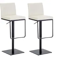 CLP 2er Set Barhocker Panama Kunstlederbezug drehbar höhenverstellbar bis 240 kg | Farbe creme Gestell Farbe schwarz
