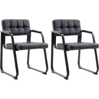 CLP 2er Set Besucherstühle Canada B Kunstleder Schwarz