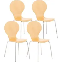CLP 4x Stapelstuhl DIEGO l Ergonomisch geformter Konferenzstuhl mit Holzsitz und Metallgestell I Stapelbarer Stuhl mit pflegeleichter Sitzfläche