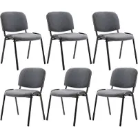 CLP 6er Set Besucherstuhl Ken Stoff stapelbar und mit robustem Metallgestell grau