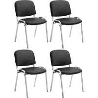 CLP 4er Set Stühle Ken Chrom Kunstleder I Gepolsterte Sitze I Stapelbar