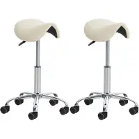 CLP 2er Set Arbeitshocker Reno Kunstleder Creme