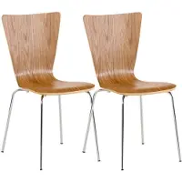 CLP 2er Set Besucherstuhl Aaron mit ergonomisch Holzsitz und Metallgestell eiche