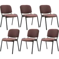 CLP 6er Set Besucherstuhl Ken Stoff stapelbar und mit robustem Metallgestell braun