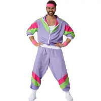 TecTake Herrenkostüm Retro 80Er 90Er Jahre Jogginganzug Lila