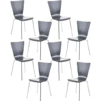CLP 8er Set Besucherstuhl Aaron mit Holzsitz und Metallgestell grau
