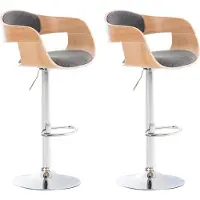 CLP 2er Set Barhocker Kingston Stoff drehbar mit Höhenverstellung | Farbe natur/hellgrau