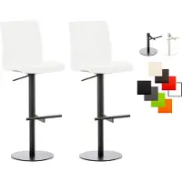 CLP 2er Set Barhocker Cadiz Kunstlederbezug drehbar und höhenverstellbar bis 240 kg | Farbe weiß Gestell Farbe schwarz