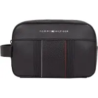 Tommy Hilfiger für Herren. AM0AM13301 Kulturbeutel mit Metallic-Logo schwarz (OSFA), Lässig, Polyurethan