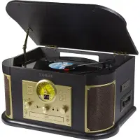 Technaxx TX-103, Audio-Plattenspieler mit Riemenantrieb, Halbautomatisch, Schwarz, Gold, 33,45,78 RPM, DC-Motor, Drehregler