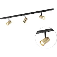 QAZQA Smartes Schienensystem Schwarz mit Gold 1 Phasen 3 Lichter inkl WiFi GU10 Iconic Jeana