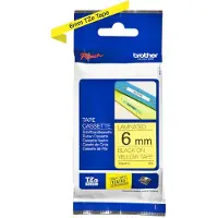 Brother Schriftbandkassette TZe-611, selbstklebend, L 8 m x B 6 mm, gelb/schwarz
