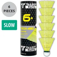 Talbot Torro Talbot-Torro Badmintonball Tech 450, Premium Nylonfederball, 6er Dose