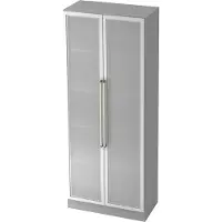 Hjh OFFICE PRO SIGNA G 7100G CE - Grau/Silber 5 OH Schrank mit Milchglastüren Chromgriff Metall