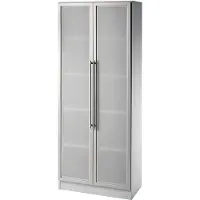 Hammerbacher Glastürenschrank 5OH, SO-Bl. RE Grau/Silber