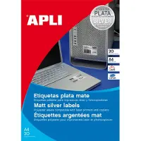 APLI Typenschild-Etiketten, 210 x 297 mm, silber