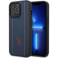 U.S. POLO ASSN. iPhone 14 Pro Max Leather Stitched Lines Case