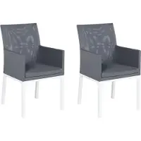 Beliani Gartenstuhl 2er Set Grau und Weiß Aluminium mit Stoffbezug Armlehnen Schnell Trocknender Schaumstoff Modern Outdoor Indoor Terrasse Balkon