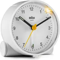 Braun BC01W, Quarzwecker, Rund, Weiß, Analog, Akku, AA