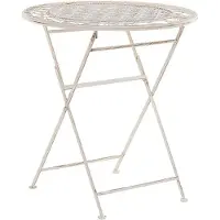 Beliani Gartentisch Beige Metall Rund Klappbar Balkon Terrasse Garten Romantisch