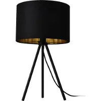 Lux.pro Tischleuchte 'Metz' E14 Max. 40W Tripod Tischlampe Stoffschirm und Metallfüße Nachttischlampe Schwarz