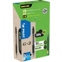 Pilot G-2 GREEN PACK, Ausziehbarer Gelschreiber, Schwarz, Schwarz, Medium, Rund, 0,39 mm