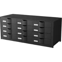 PaperFlow Schubladenbox , Format A4, 12 Schübe mit geschlossener Front, Griffmulde & Etikettenhalter, Etiketten, B 857 x T 342 x H 350 mm, PS, schwarz
