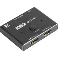 Alcasa HDMI 2.1 Splitter , 2-fach, direktional, bis 8K, inkl. USB-Kabel, schwarz
