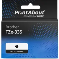 PrintAbout Schriftband kompatibel mit Brother TZe-335 - (12 mm) - Weiß auf schwarz