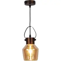 Näve Pendelleuchten - Glas Pendelleuchte "ALEX" Ø: 14cm, Hängelampe im Vintage Style, aus Metall und Glas in gelb, 128 cm hoch, Ø 14 cm, E27-Fassung