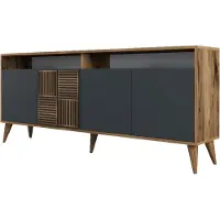 Skye Decor , Milan 521 - Walnut, Anthracite, Wohnzimmermöbel-Set, Nussbaum, 100 % MELAMINBESCHICHTETE SPANPLATTEN, 180 x 35 x 78,6 cm