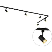 QAZQA - Modern 1-Phasen-Schienensystem I Spotlight I Deckenspot I Deckenstrahler I Strahler mit 5-flammig Spot I Spotlight I Deckenspot I Deckenstrahler I Strahler I Lampe I Leuchtes schwarz mit Gold