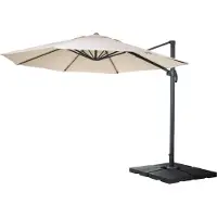 Mendler Gastronomie-Ampelschirm MCW-A96, Sonnenschirm, rund Ø 4m Polyester/Alu 27kg creme mit Ständer