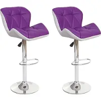 Mendler 2er-Set Barhocker MCW-A92, Barstuhl Tresenhocker, höhenverstellbar Kunstleder lila