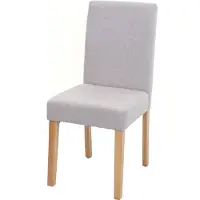 Mendler Esszimmerstuhl Littau, Küchenstuhl Stuhl, Stoff/Textil creme-beige, helle Beine