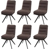 Mendler 6er-Set Esszimmerstuhl MCW-G66, Küchenstuhl Stuhl, drehbar Auto-Position Stoff MVG braun-dunkelbraun