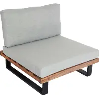 MCW Lounge-Sessel MCW-H54, Garten-Sessel, Spun Poly Akazie Holz MVG- Aluminium hellbraun, Polster hellgrau