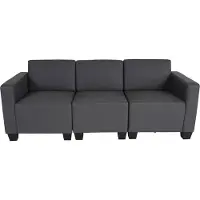 Mendler Modular 3-Sitzer Sofa Couch Moncalieri, Kunstleder dunkelgrau