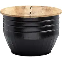 FineBuy Couchtisch Mango Massivholz Metall 60x41x60 cm Industrial Style Rund Wohnzimmertisch mit Stauraum Moderner Loungetisch Sofatisch Schwarz