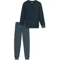 Schiesser Schlafanzug "Uncover Nightwear" 2 tlg. Rundhalsausschnitt, Pure Cotton, Streifen, Single Jersey, Langarm