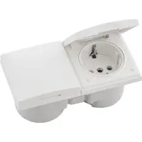 Berker Integro Flow Doppelsteckdose, Deckel polarweiss glänzend, Steckdose weiss