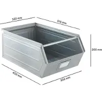 Schäfer Shop Sichtlagerkasten, mit Tragestab, L 524 x B 307 x H 201 mm, 26 l, 120 kg, Stahl, galvanisch verzinkt