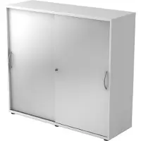 Hjh OFFICE PRO BETA 1753S - 3 OH Schiebetürenschrank Bogengriff Metall Weiß/Silber