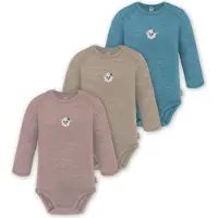 Normani 3er Pack Baby Merino Body Langarm „Auckland" - 9375