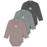 Normani 3er Set Baby-Body Wickelbody Langarm Toddler-Bodysuit aus Merinowolle - 9357